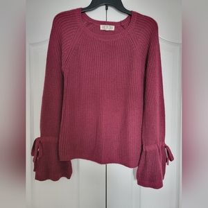 Pink Rose Maroon Sweater with Bell Sleeves- Medium
